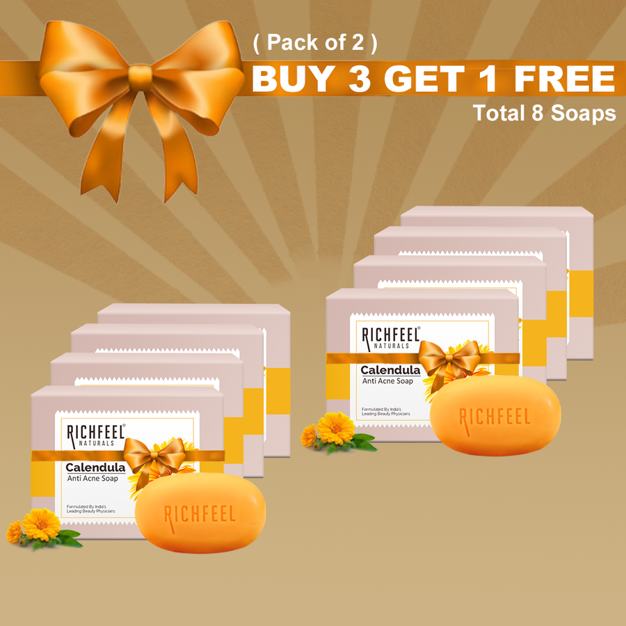 Richfeel Calendula Anti Acne Soap 75 g X 4 (B3G1) Pack of 2