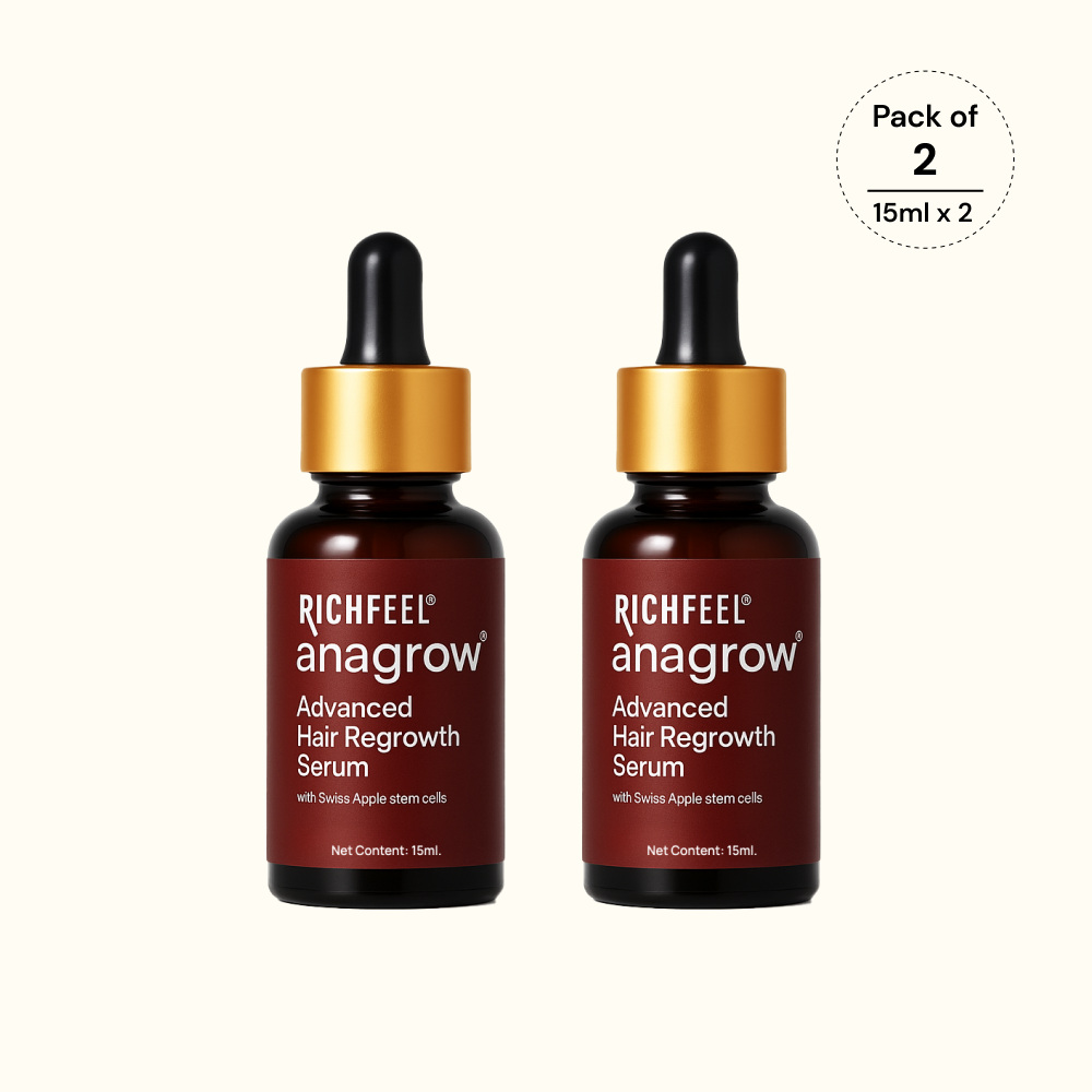 Two bottles of Richfeel anagrow Advanced Hair Regrowth Serum on a white background