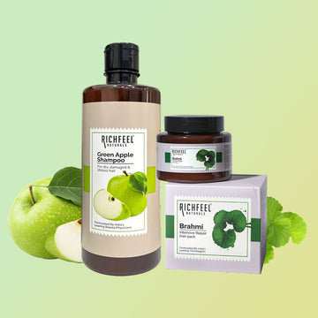 Richfeel Green apple shampoo 500ml With Brahmi hair pack 100g