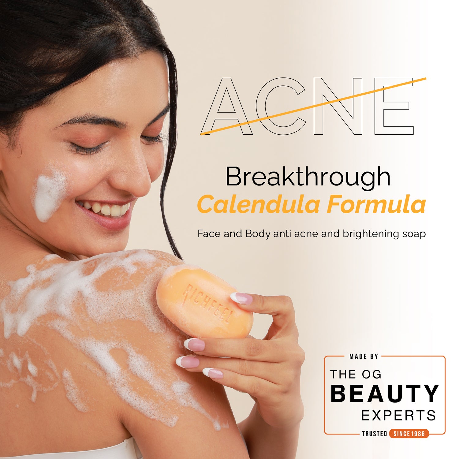 Anti-Acne Calendula Bath Soap | Brightens | Natural & Vegan | 75g Pack of 2