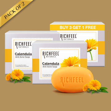 Richfeel Calendula Anti Acne Soap 75 g X 4 (B3G1) Pack of 2