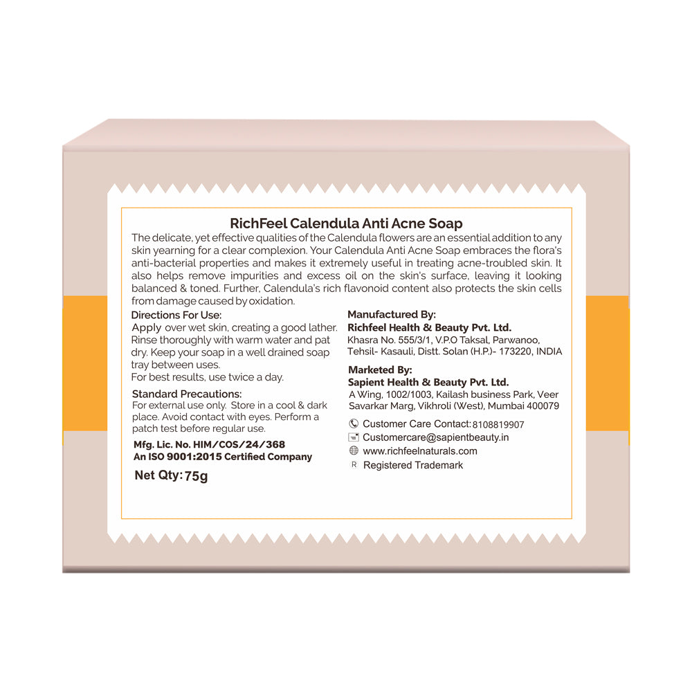 Richfeel Calendula Anti Acne Soap 75 G Pack of 4