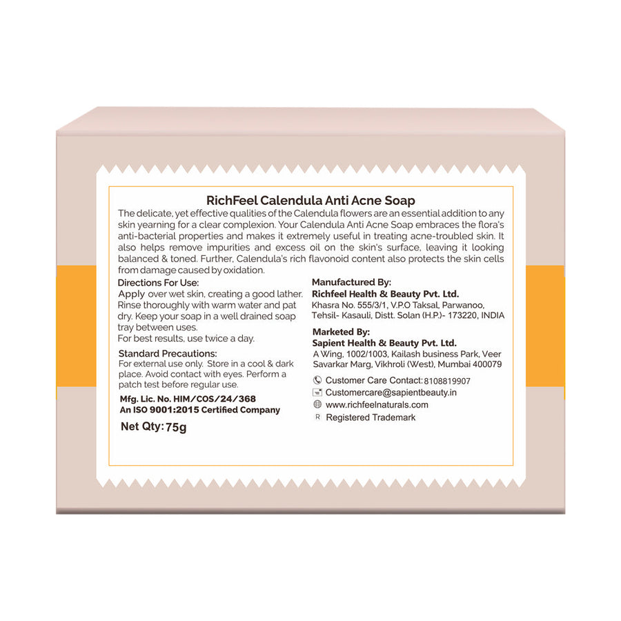 Richfeel Calendula Anti Acne Soap 75 G Pack of 4