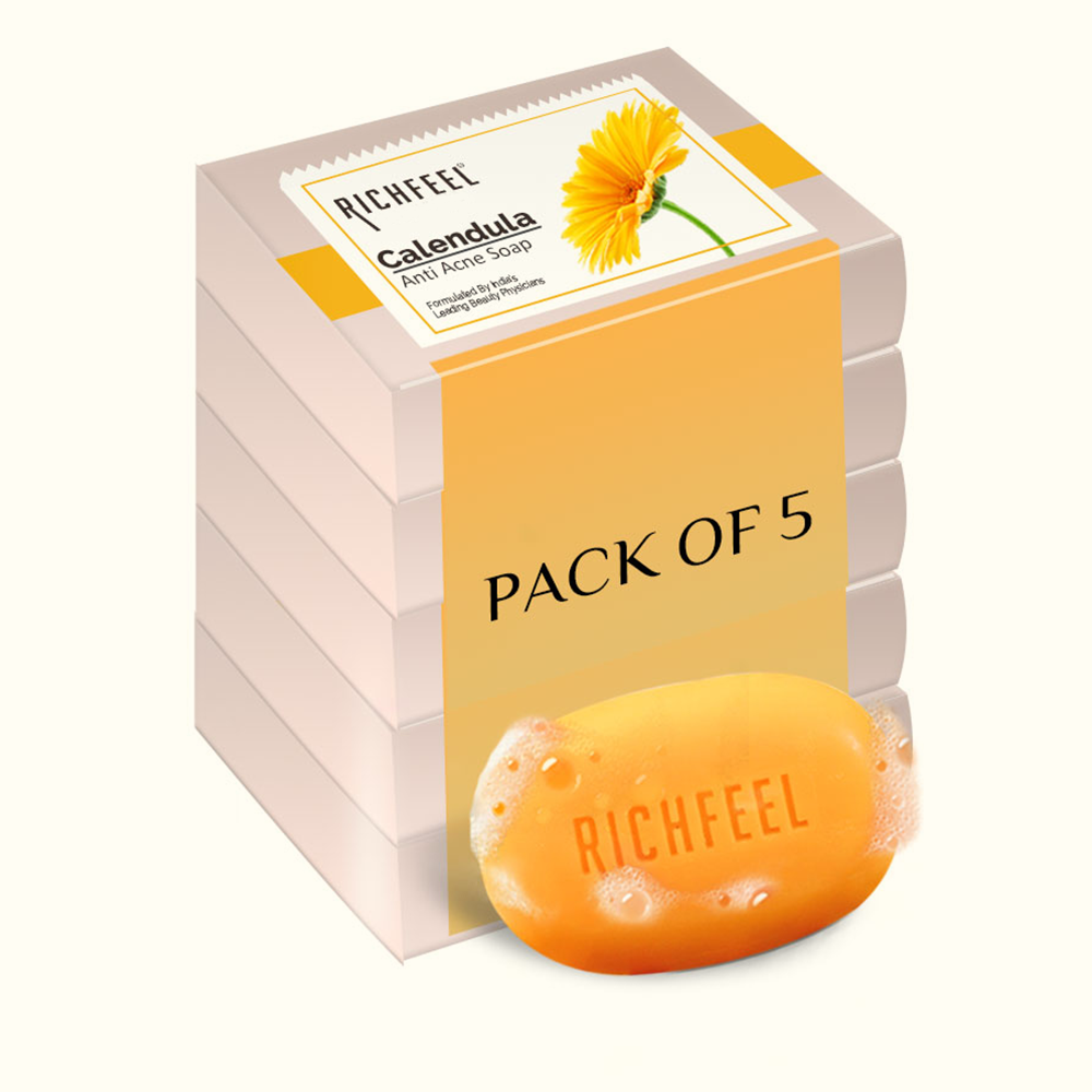 Richfeel Calendula Anti Acne Soap 75 G Pack of 5