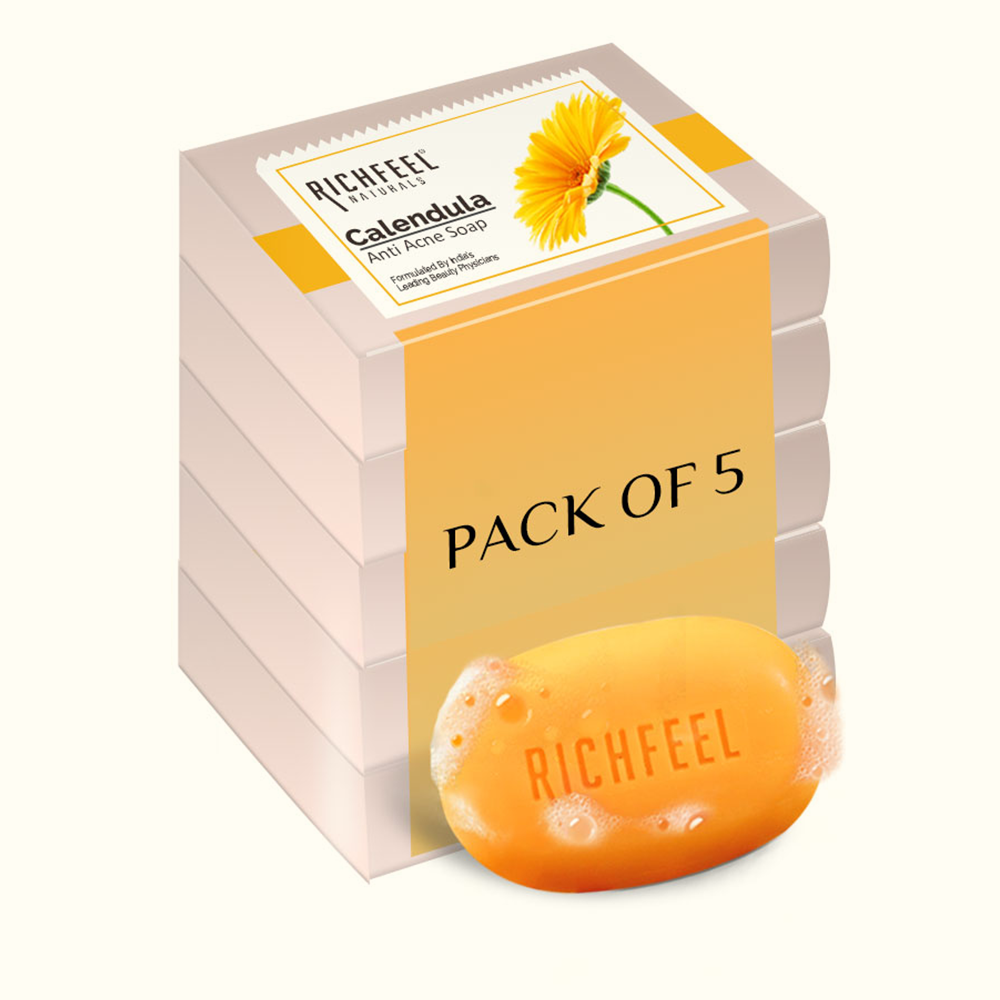 Richfeel Calendula Anti Acne Soap 75 G Pack of 5