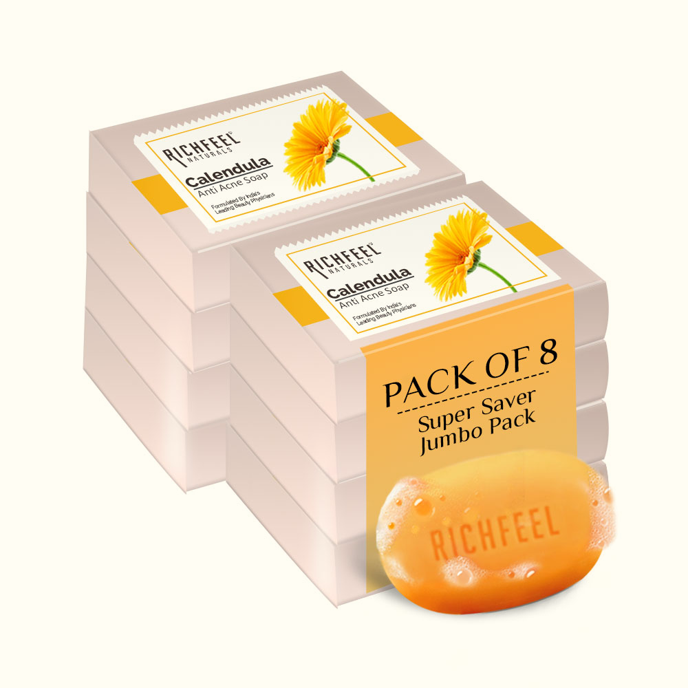 Richfeel Calendula Anti Acne Soap 75 G Pack of 8