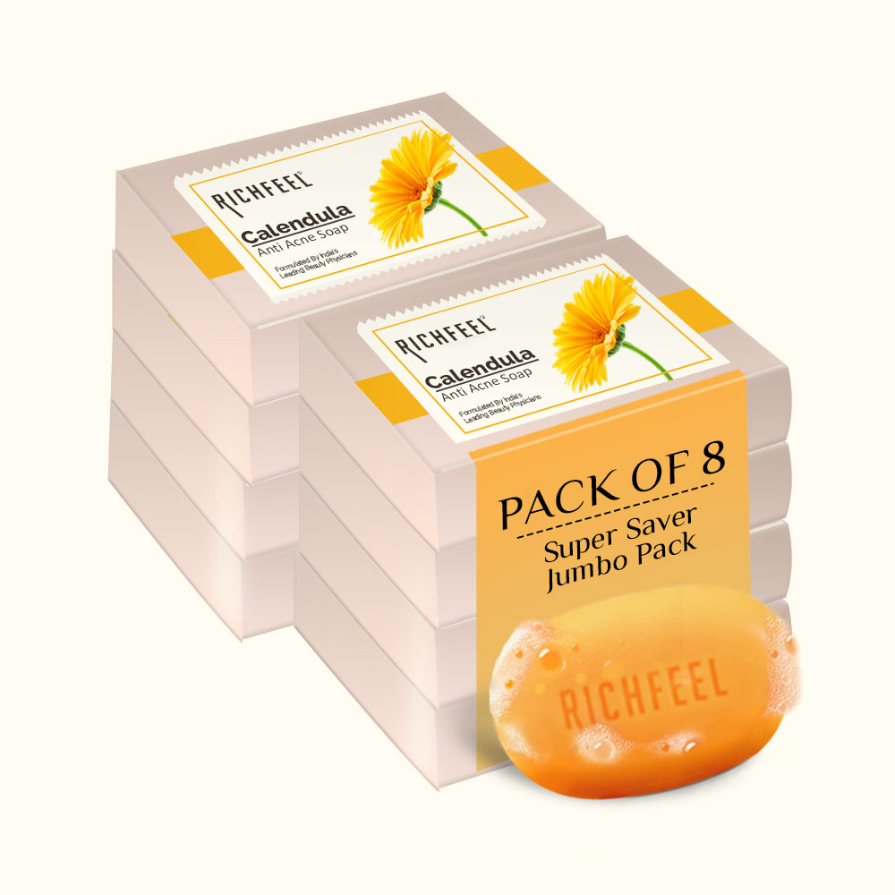 Richfeel Calendula Anti Acne Soap 75 G Pack of 8
