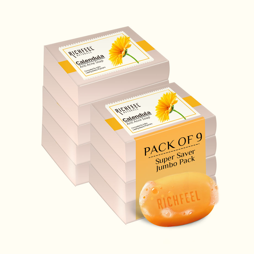 Anti-Acne Calendula Bath Soap | Brightens | Natural & Vegan | 75g Pack of 9