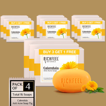 Richfeel Calendula Anti Acne Soap 75 g X 4 (B3G1) Pack of 4