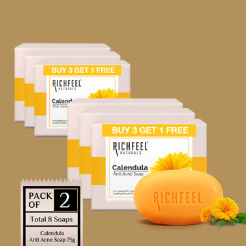 Richfeel Calendula Anti Acne Soap 75 g X 4 (B3G1) Pack of 2