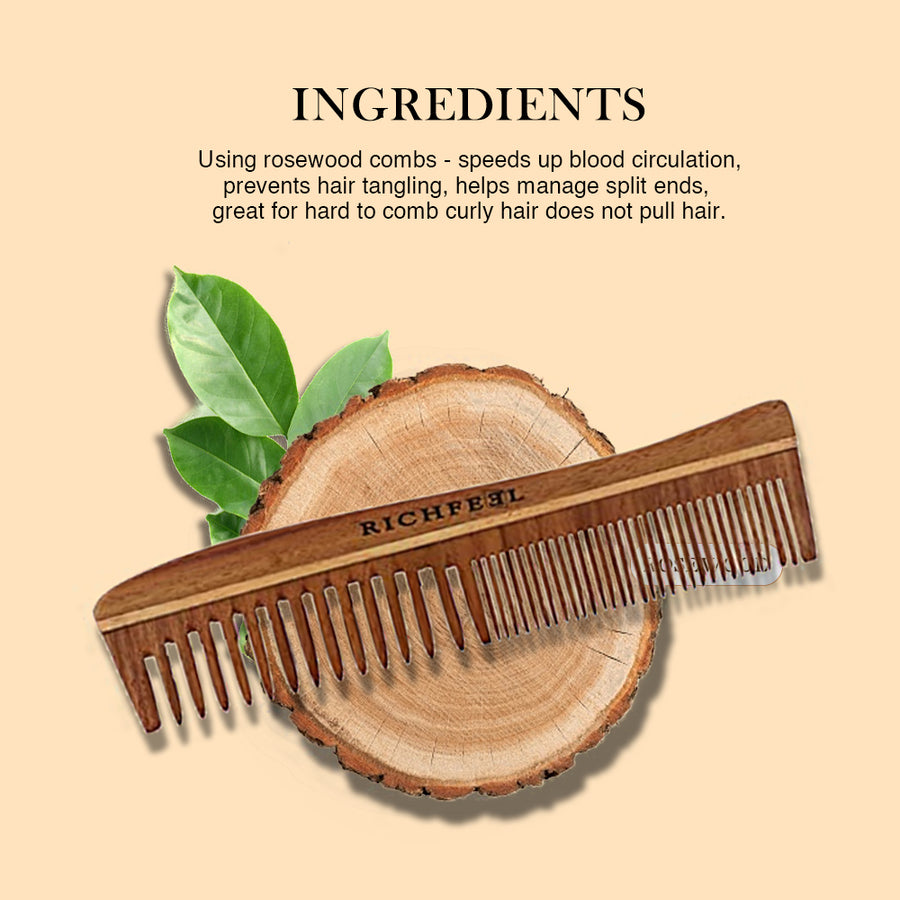 Richfeel Rosewood Handcrafted Combo Comb 100 g