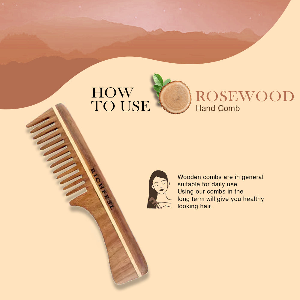 Richfeel Rosewood Handcrafted Hand Comb 100 g